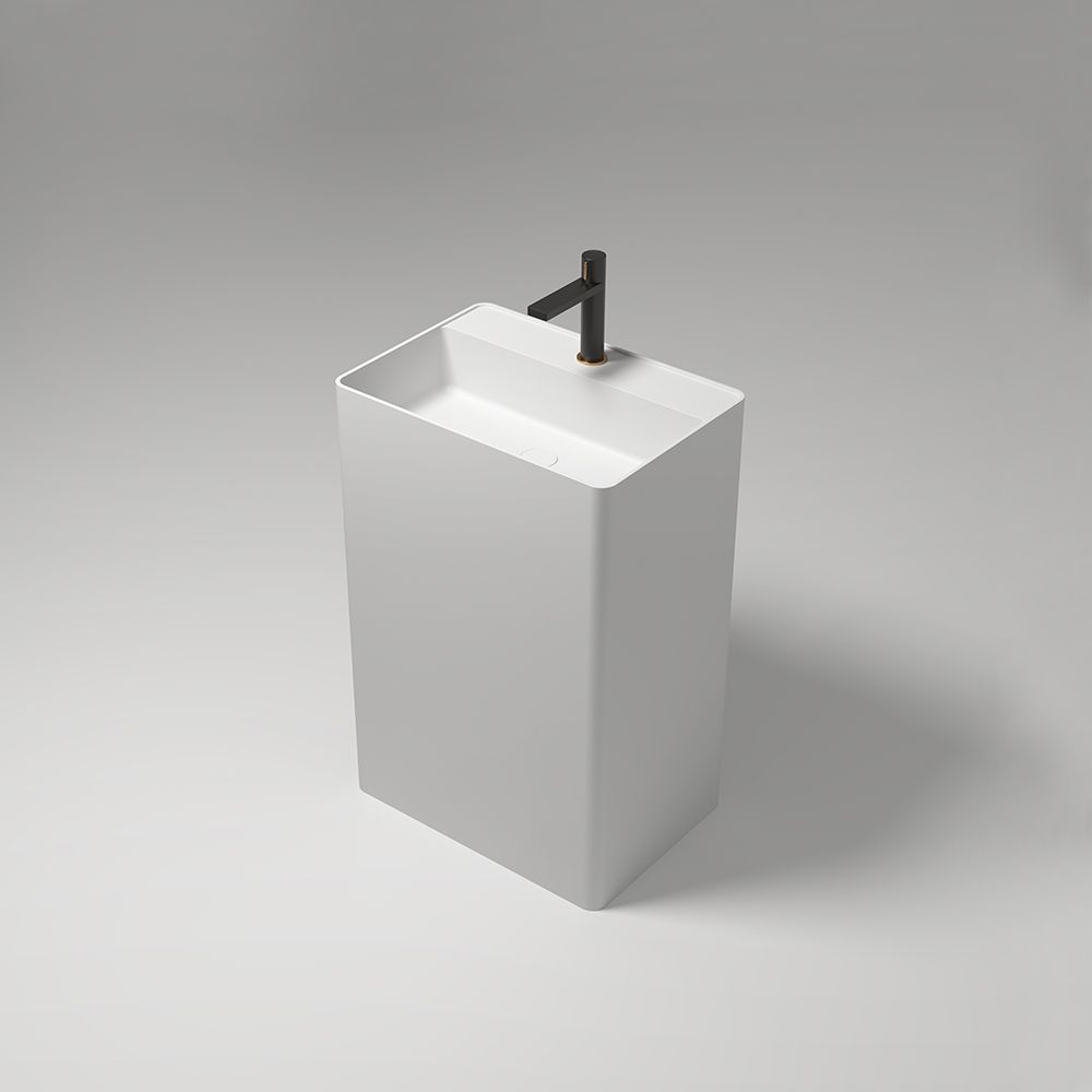 KT-6105 Resin Stone Solid Surface Rectangle Pedestal Sink