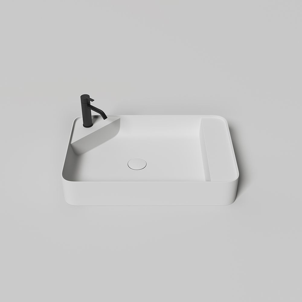 KT-2014 Matt White Vessel Sink Countertop Basin With Tap Hole