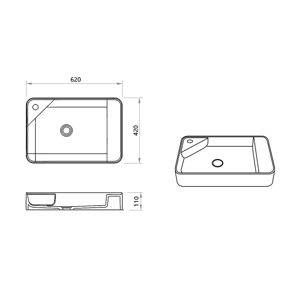 KT-2014 Matt White Vessel Sink Countertop Basin With Tap Hole