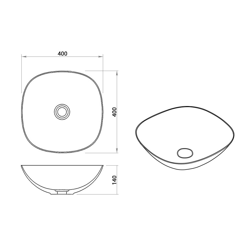 KT-2002 Square Shape Solid Surface Counter Top Wash Basin
