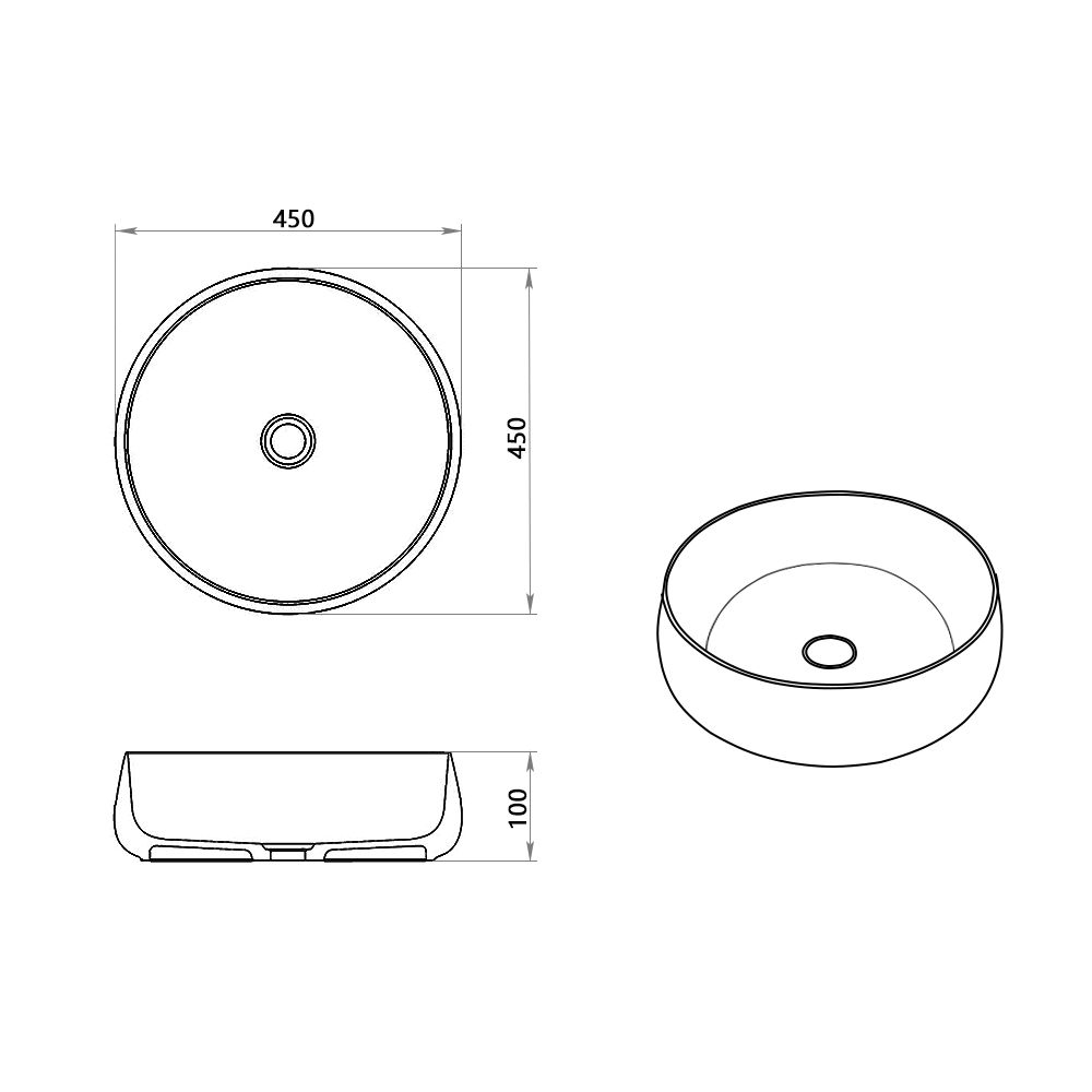 KT-2005 Round Countertop Basin Vessel Sink Countertop