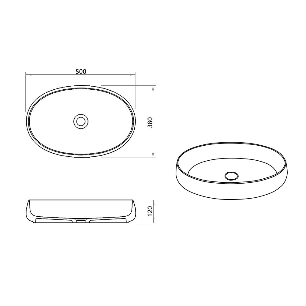 KT-2006 Resin Stone On Counter Sink Oval Counter Top Basin
