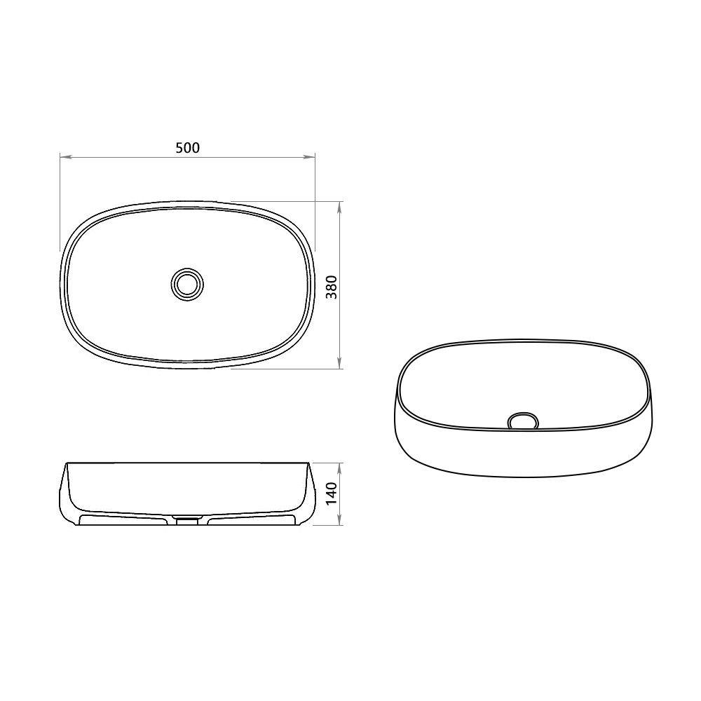 KT-2007 Slim Edge Oval Solid Surface Counter Top Bathroom Sinks