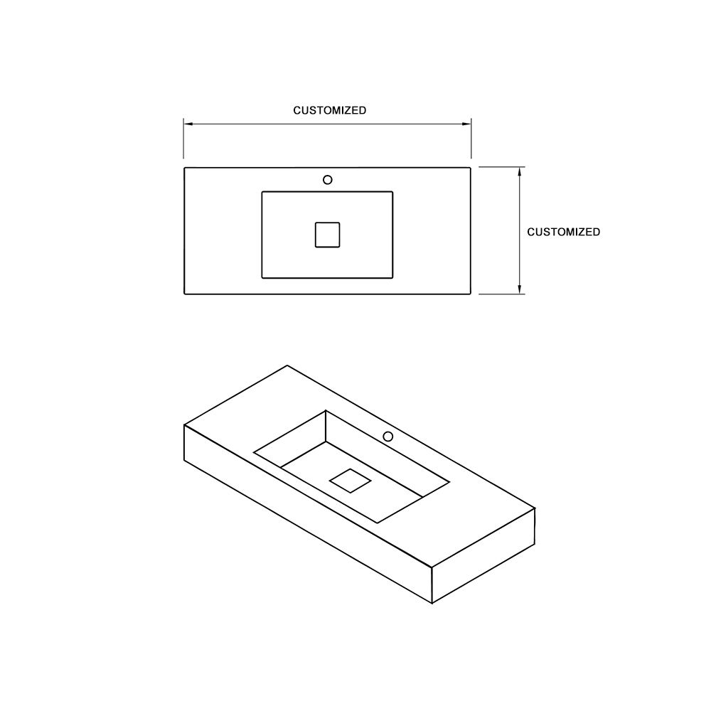 KT-C02 Solid Surface Wall Mount Hand Sink Offer Custom Made Service