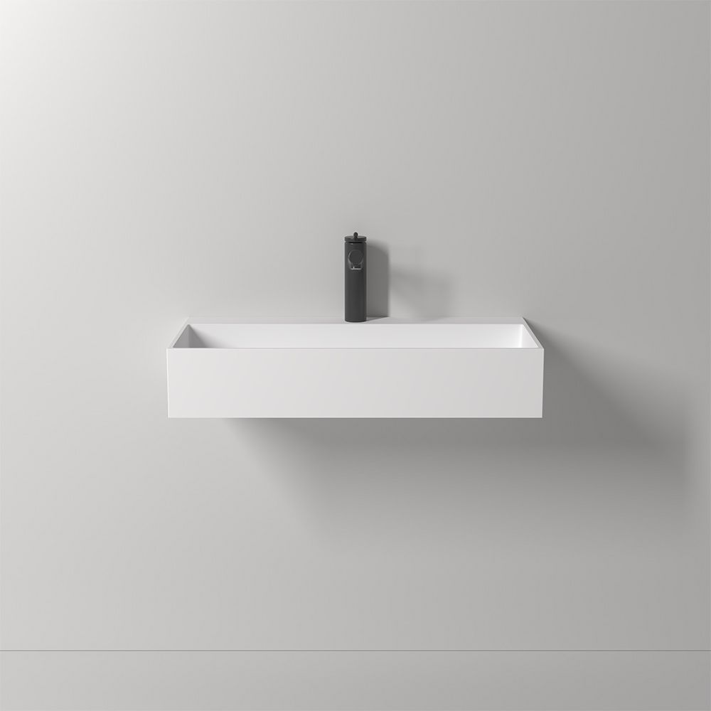 KT-C05 Hidden Drain Cover Seamless Solid Surface Floating Bathroom Sink