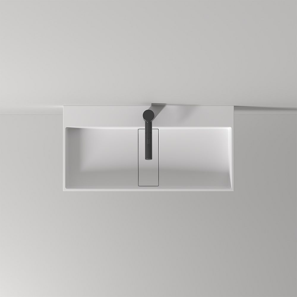 KT-C05 Hidden Drain Cover Seamless Solid Surface Floating Bathroom Sink