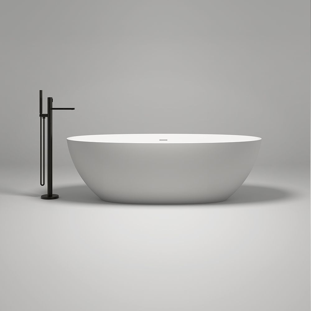 KT-8101 Oval Shape Resin Stone Matt White Freestanding Bathtub