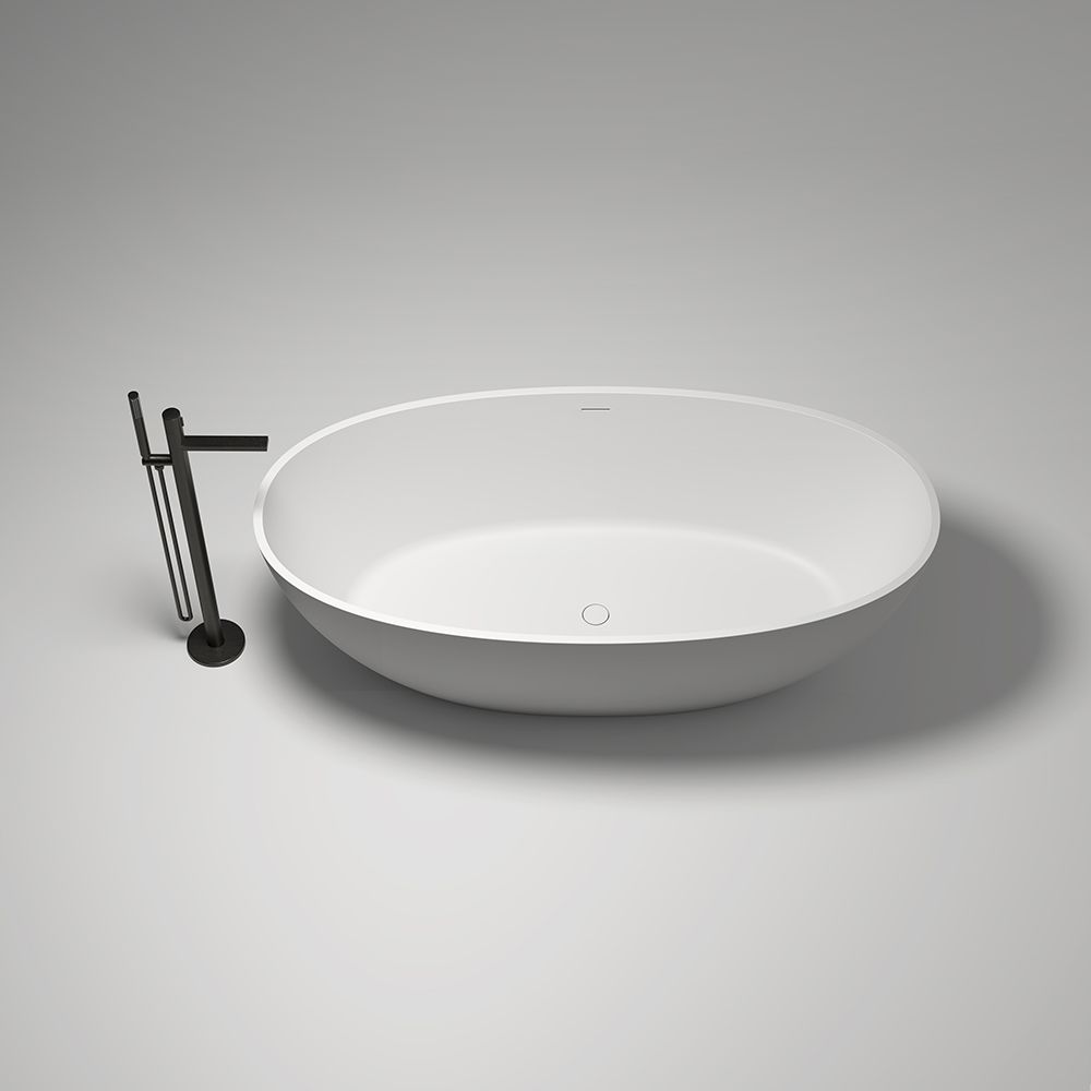 KT-8101 Oval Shape Resin Stone Matt White Freestanding Bathtub