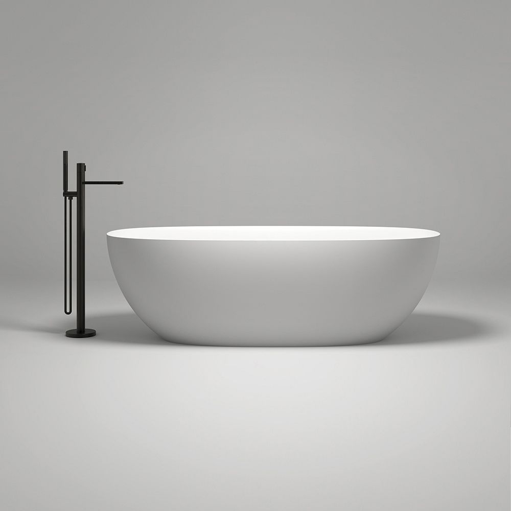 KT-8105 Oval Shape Slim Edge With Overflow Stone Resin Soaking Tub