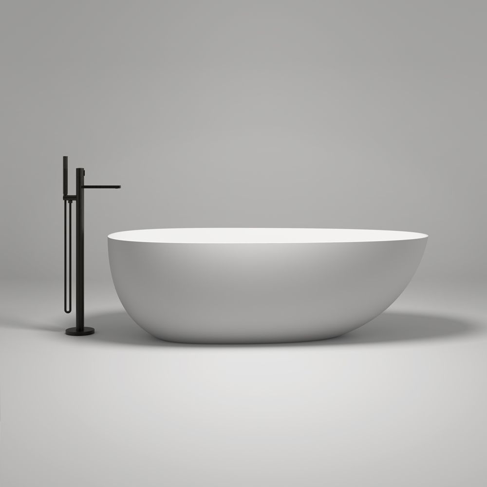 KT-8106 Egg Shape Slim Edge Built-in Overflow Solid Surface Tub