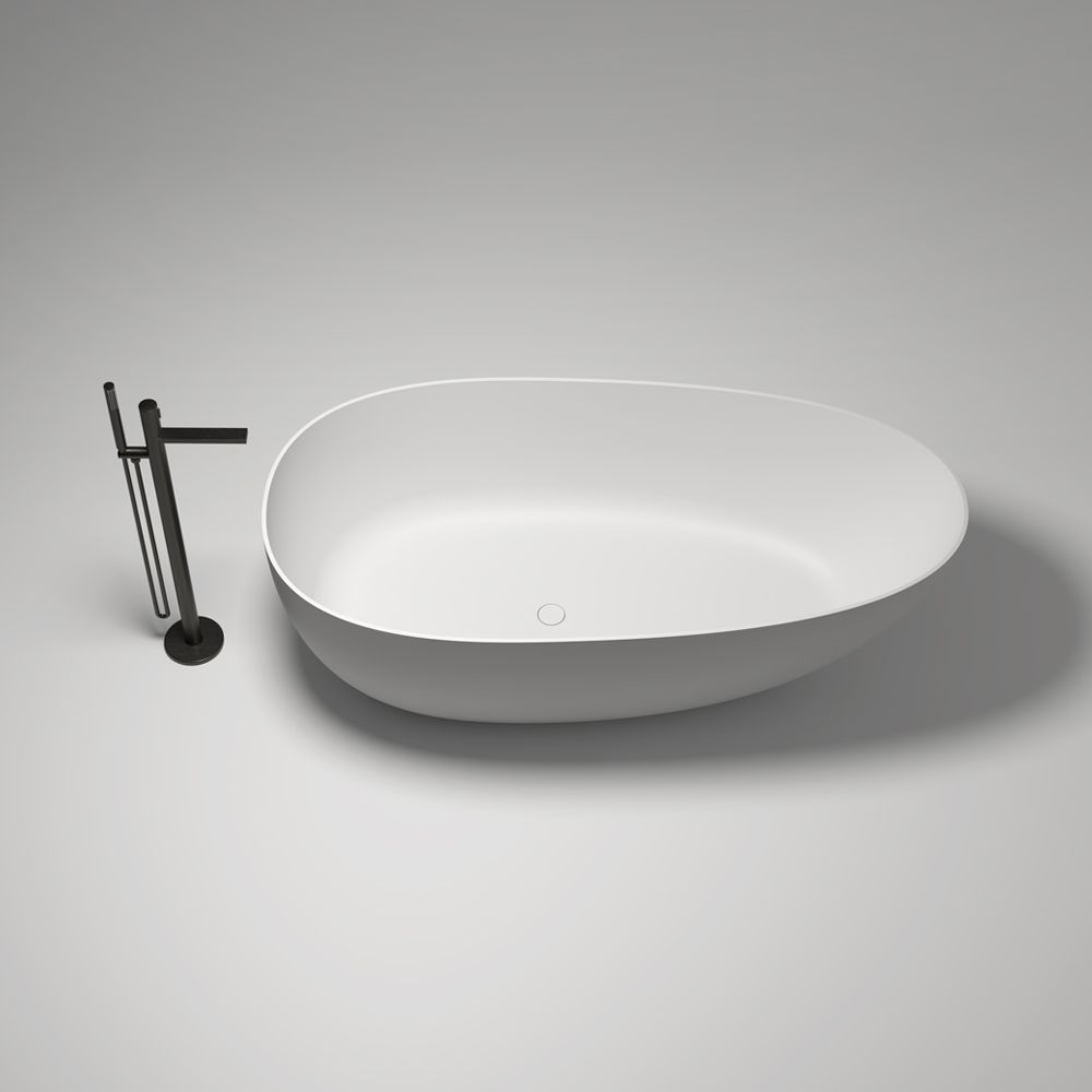 KT-8106 Egg Shape Slim Edge Built-in Overflow Solid Surface Tub