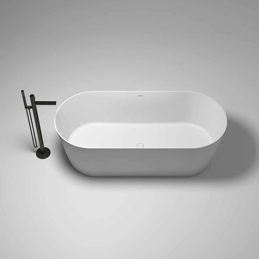 KT-8107 Racetrack Shape Resin Stone Freestanding Bathtub