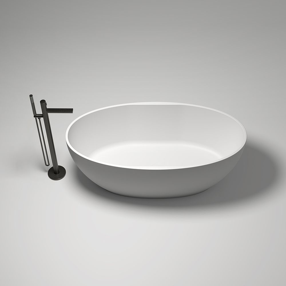 KT-8121 Olive Shaped Eco-friendly Solid Surface Soaking Tub