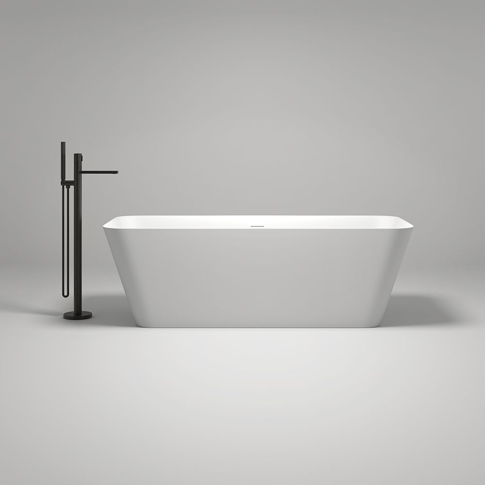 KT-8201 Resin Stone Rectangular Freestanding Tub With Curved Edge