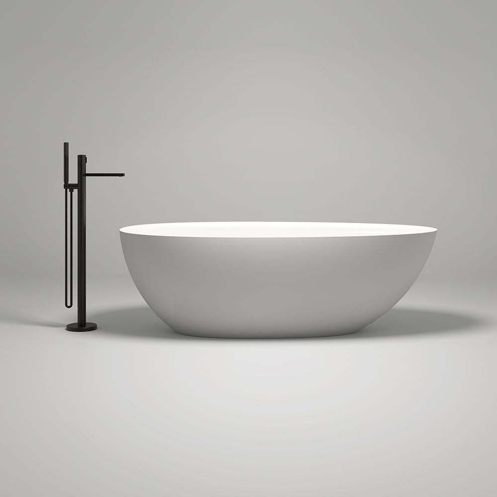KT-8209 Egg Shape Stone Resin Freestanding Tub With Ledge