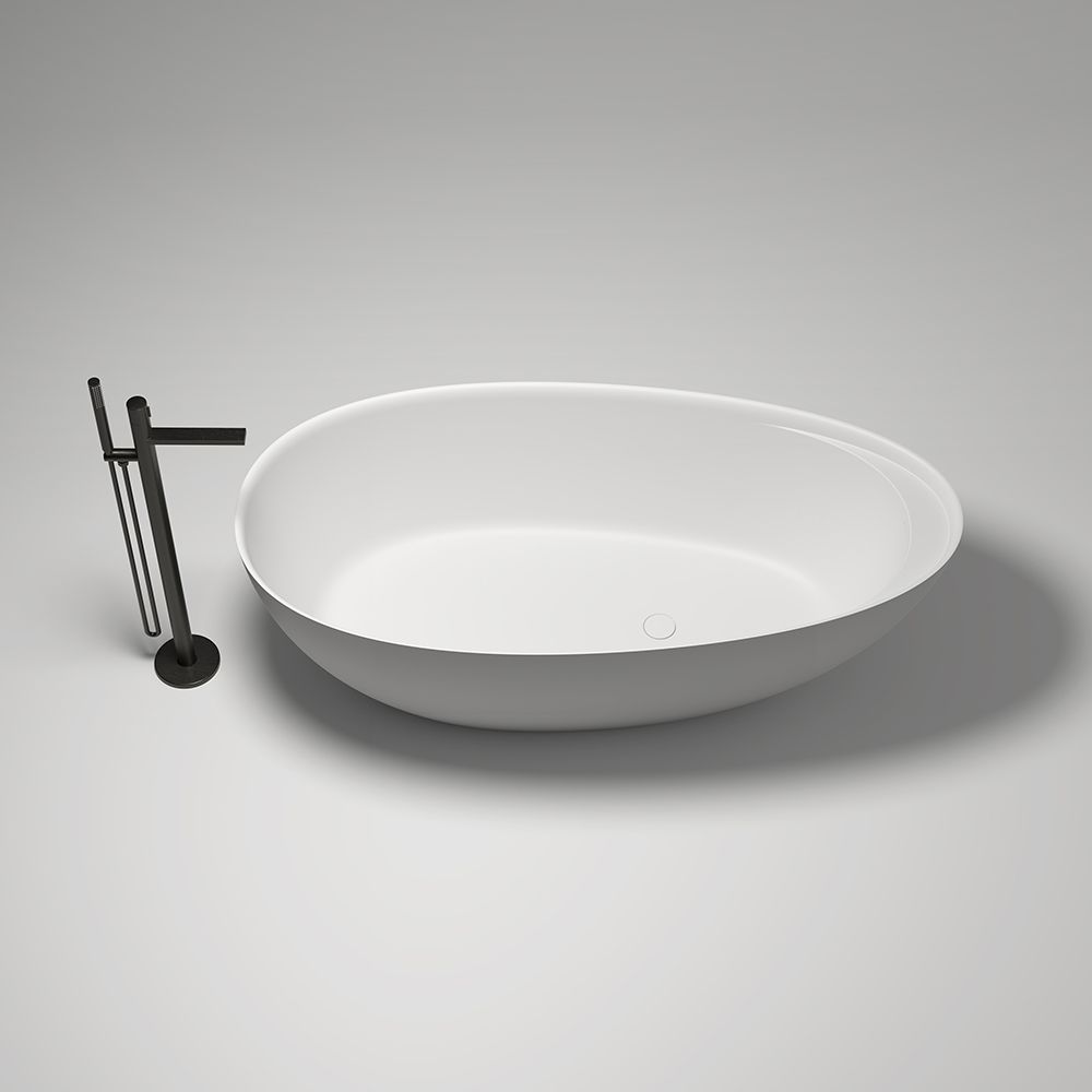 KT-8209 Egg Shape Stone Resin Freestanding Tub With Ledge