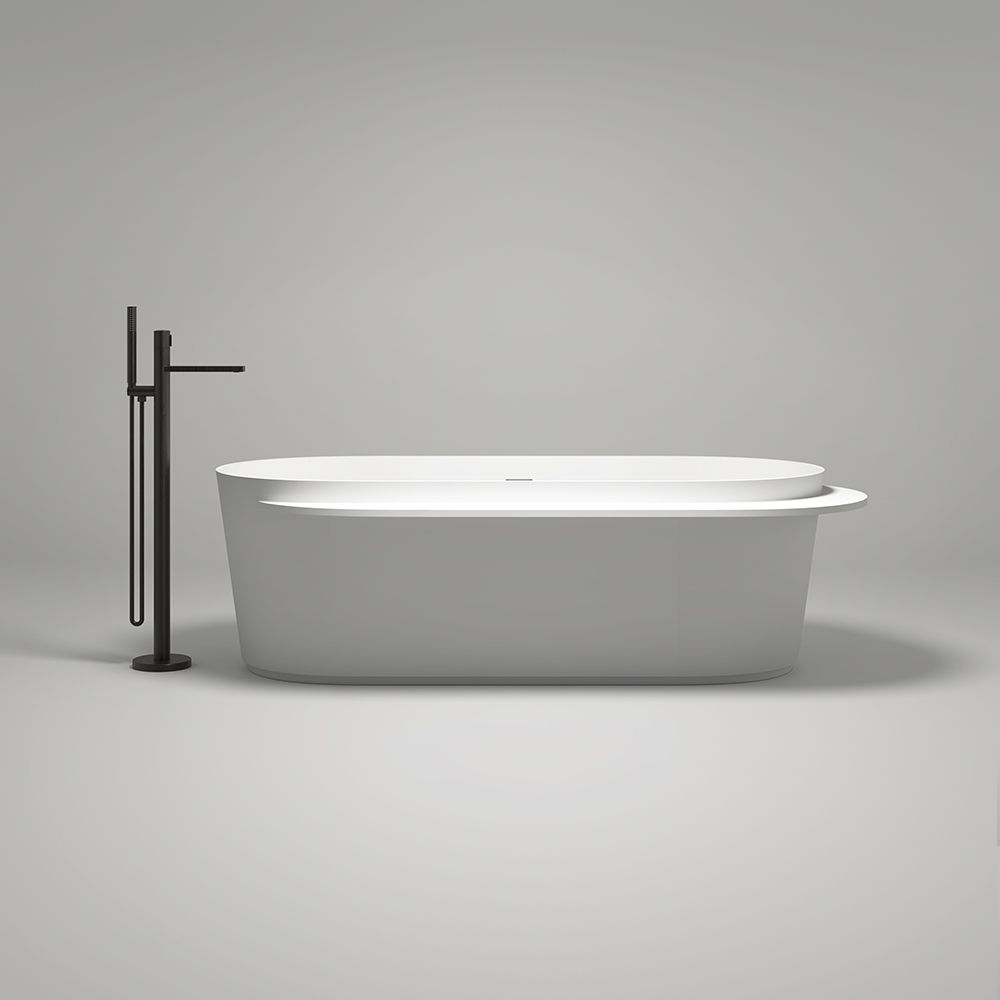 KT-8210 Freestanding Resin Stone Tub Stand Alone Bathtub With Ledge