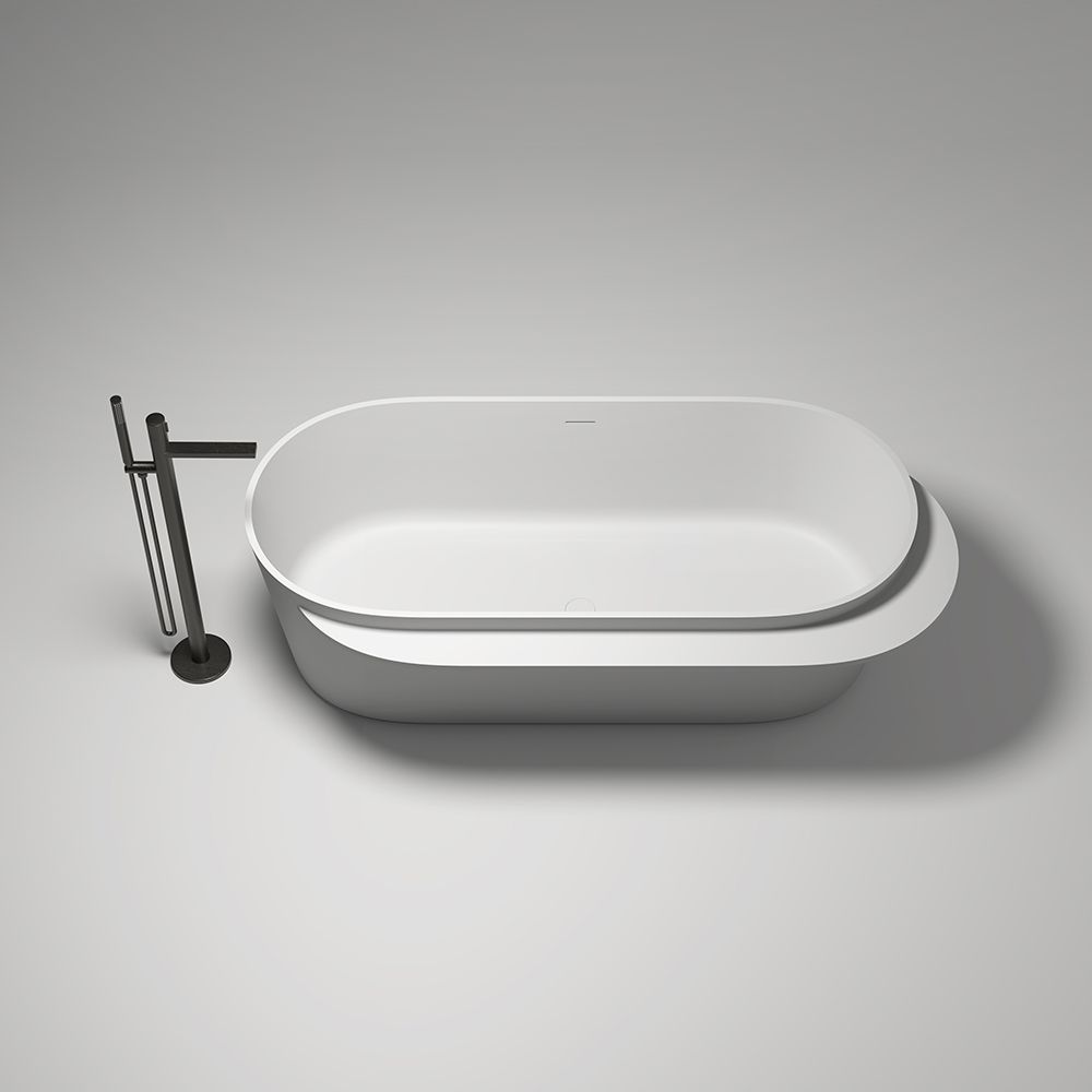 KT-8210 Freestanding Resin Stone Tub Stand Alone Bathtub With Ledge