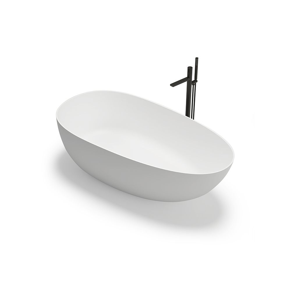 KT-8106 Egg Shape Slim Edge Built-in Overflow Solid Surface Tub