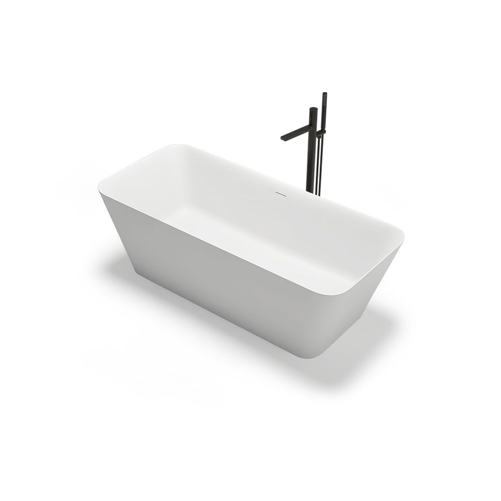 KT-8201 Resin Stone Rectangular Freestanding Tub With Curved Edge
