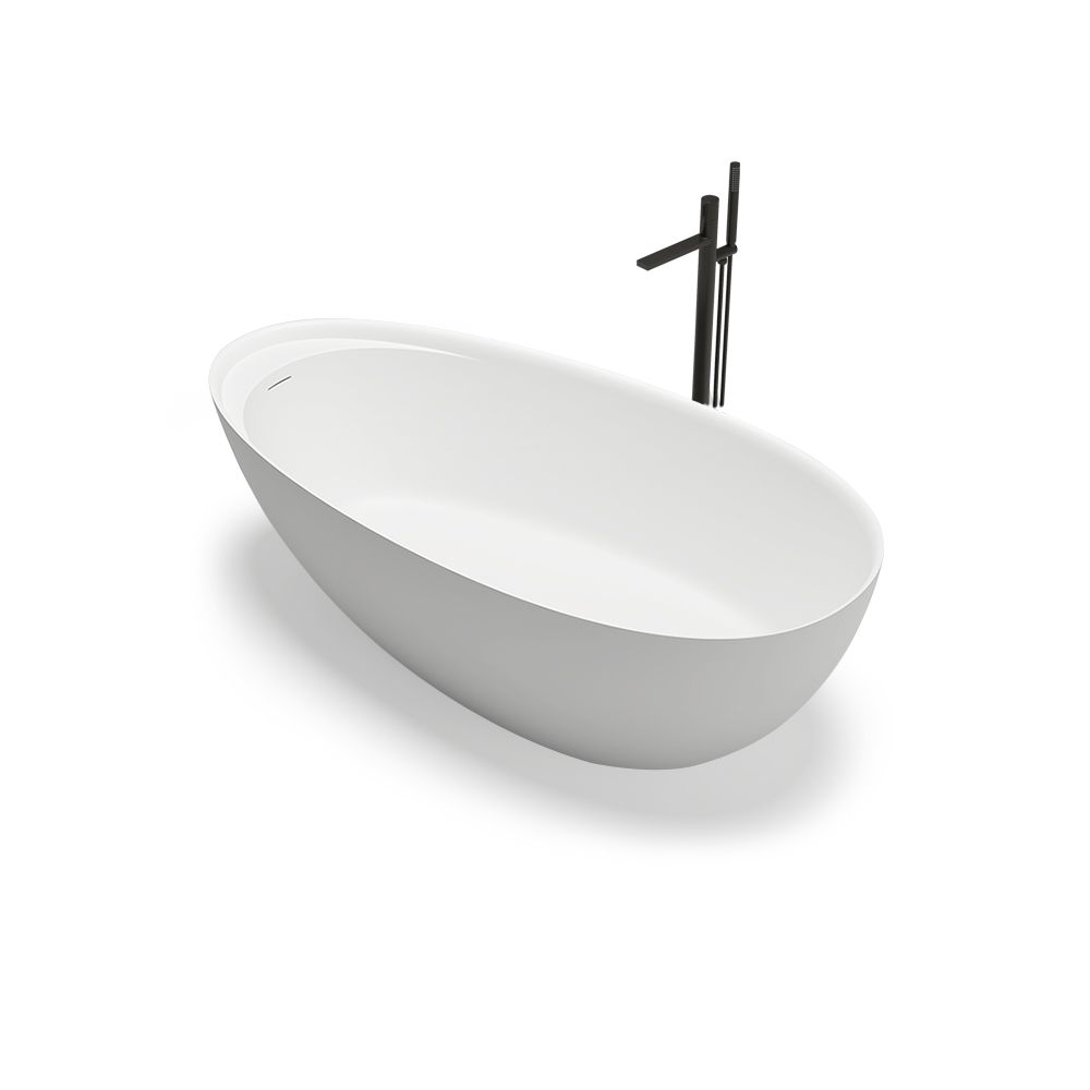 KT-8209 Egg Shape Stone Resin Freestanding Tub With Ledge