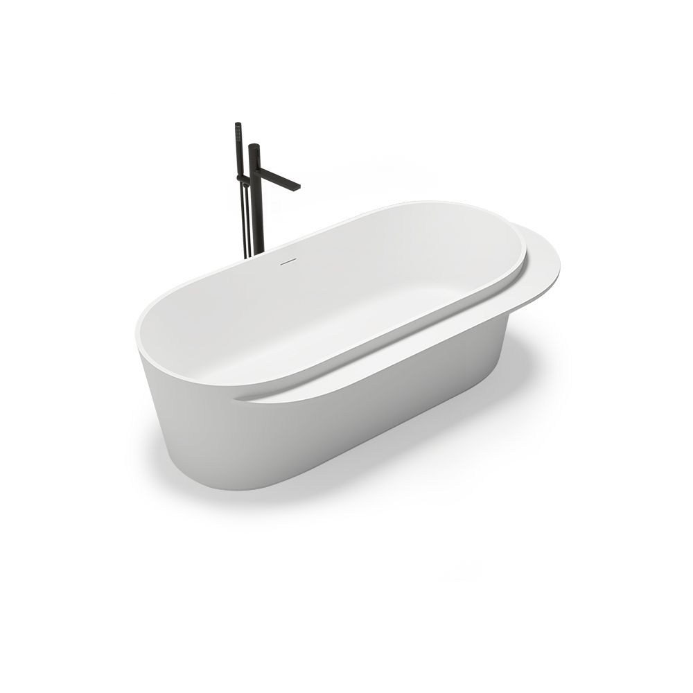 KT-8210 Freestanding Resin Stone Tub Stand Alone Bathtub With Ledge