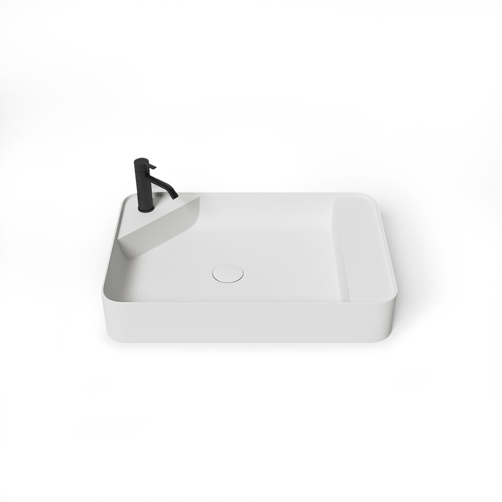 KT-2014 Matt White Vessel Sink Countertop Basin With Tap Hole