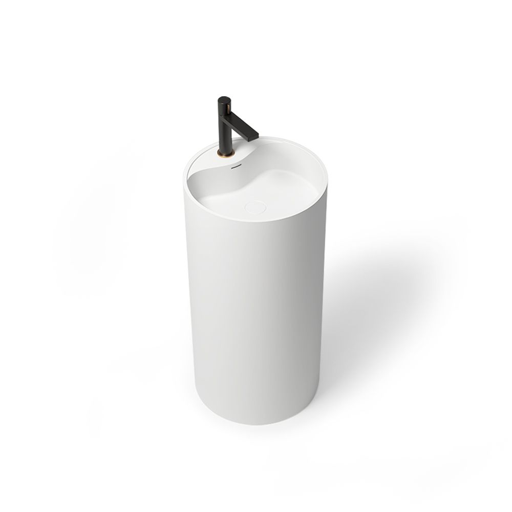KT-6103 Cylinder-shaped Stand Alone Wash Basin With Tap Hole
