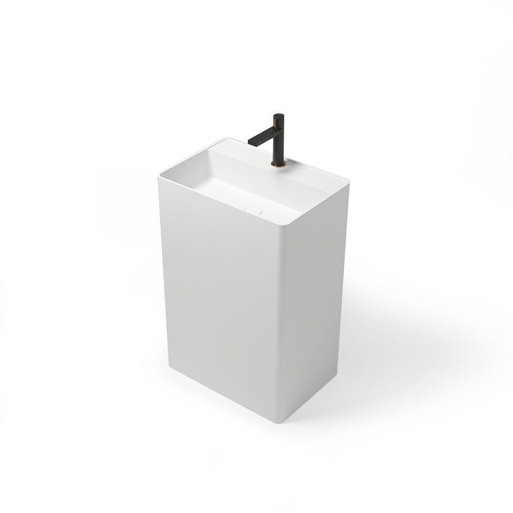 KT-6105 Resin Stone Solid Surface Rectangle Pedestal Sink