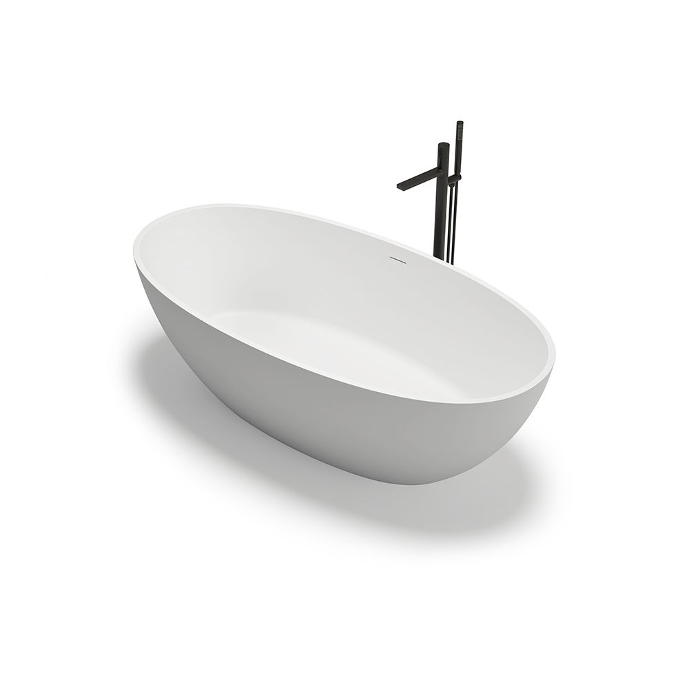 KT-8101 Oval Shape Solid Surface Matt White Freestanding Bathtub