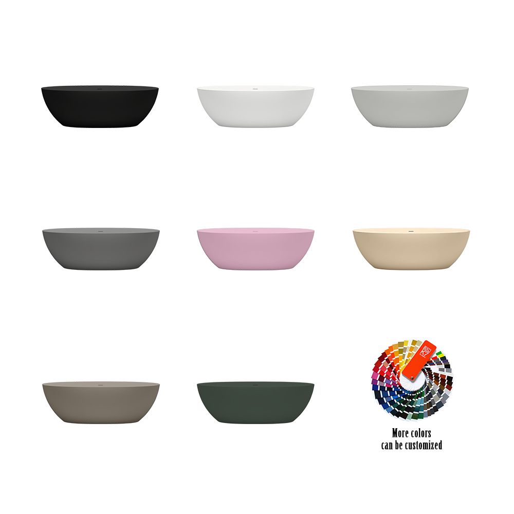 KT-8105 Oval Shape Slim Edge With Overflow Stone Resin Soaking Tub