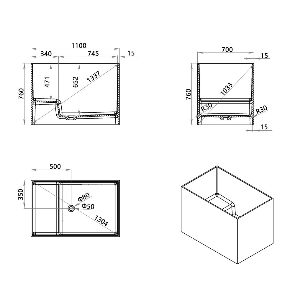 KT-8133 Small Freestanding Bathtub With Seat For Small Bathroom