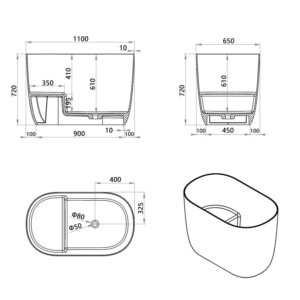 KT-8135 Seated Bathtub Resin Stone Bath With Seat Built-in