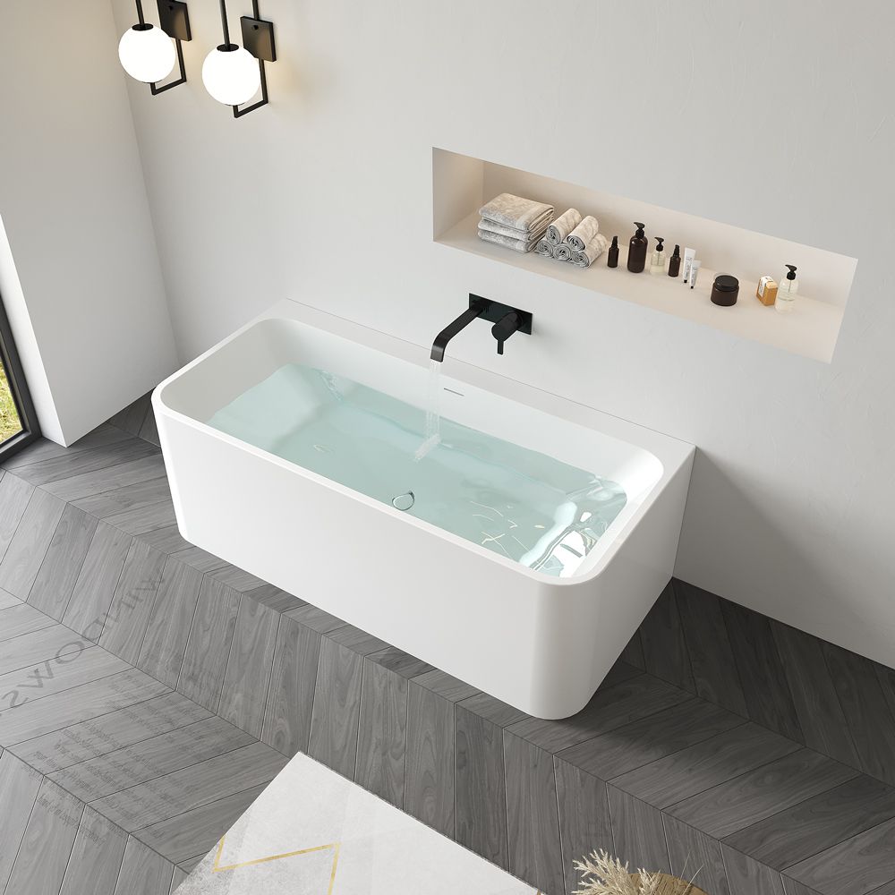 KT-8112 Back To Wall Freestanding Tub Solid Surface Soaking Tub