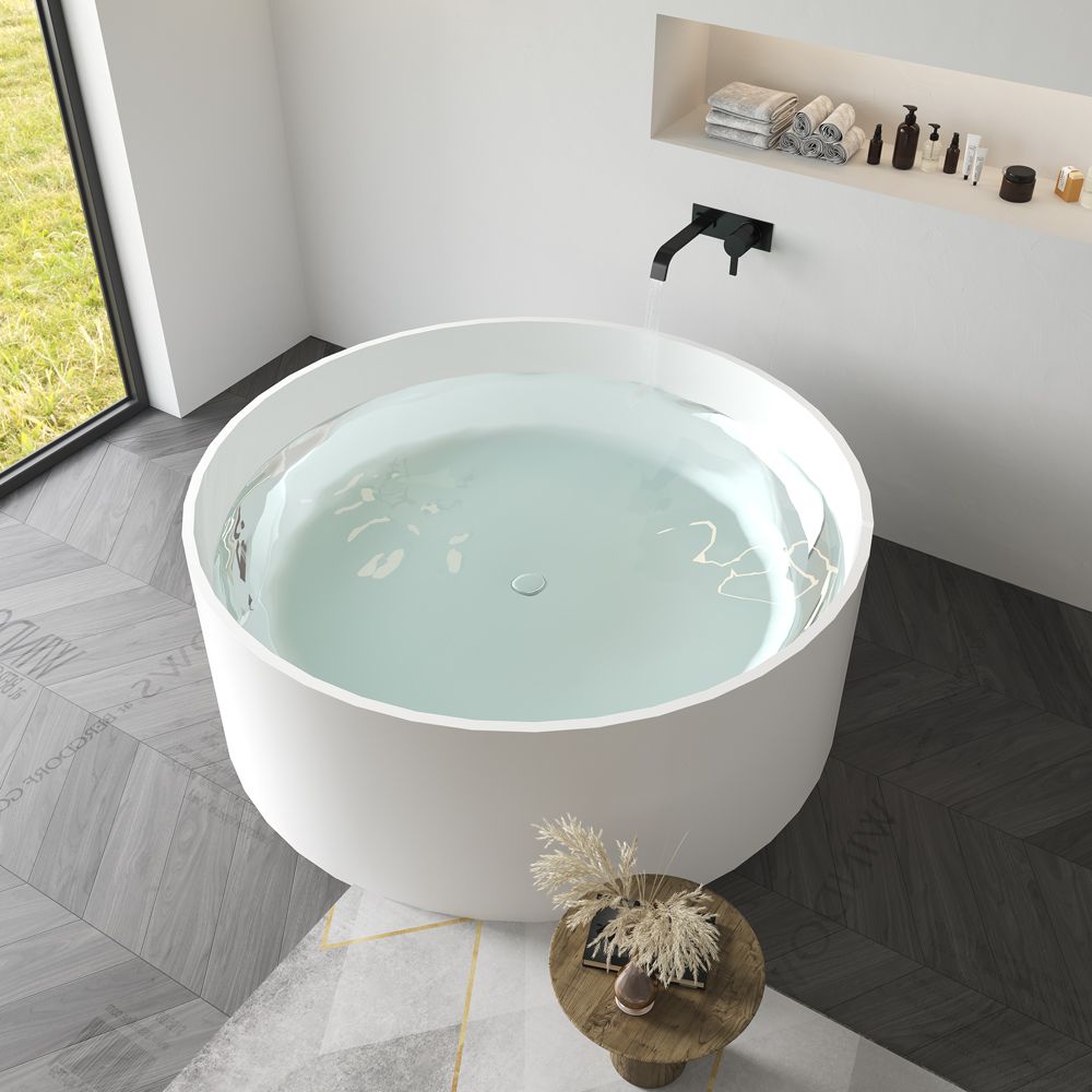KT-8116 Round Tub Solid Surface Freestanding Bathtub Matte Finish