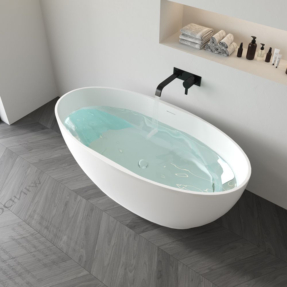 KT-8121 Olive Shaped Eco-friendly Solid Surface Soaking Tub