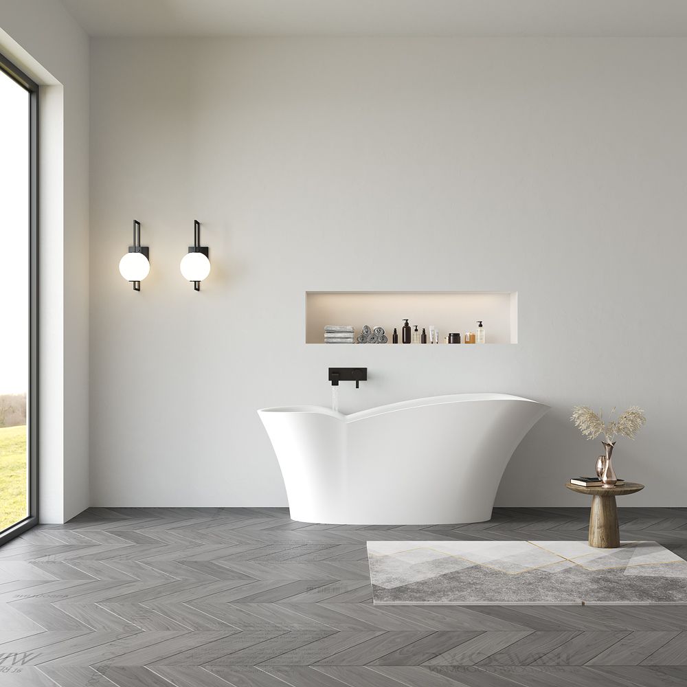 KT-8126 Modern Freestanding Butterfly Resin Stone Soaking Tub