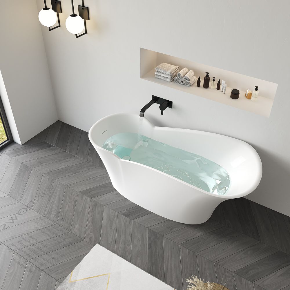 KT-8126 Modern Freestanding Butterfly Resin Stone Soaking Tub