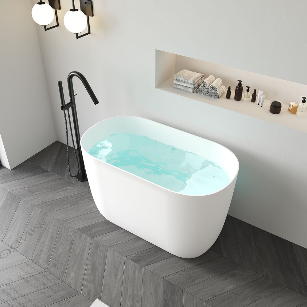 KT-8135 Seated Bathtub Resin Stone Bath With Seat Built-in