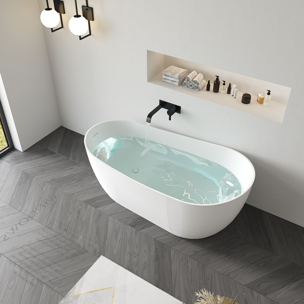 KT-8207 Stand Alone Bathtubs Solid Surface Freestanding Soaking Tub