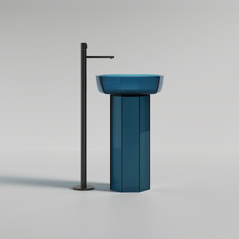 KT-480R Freestanding Transparent Floor Standing Resin Basin