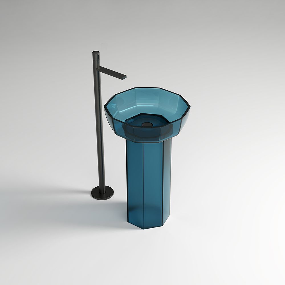 KT-480R Freestanding Transparent Floor Standing Resin Basin