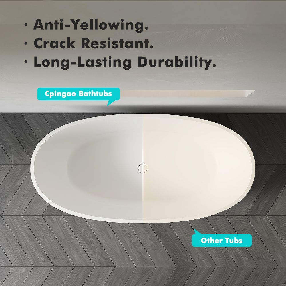 KT-8105 Oval Shape Slim Edge With Overflow Stone Resin Soaking Tub