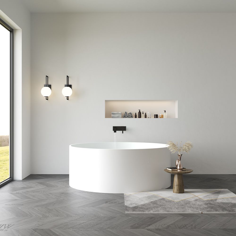KT-8116 Round Tub Solid Surface Freestanding Bathtub Matte Finish