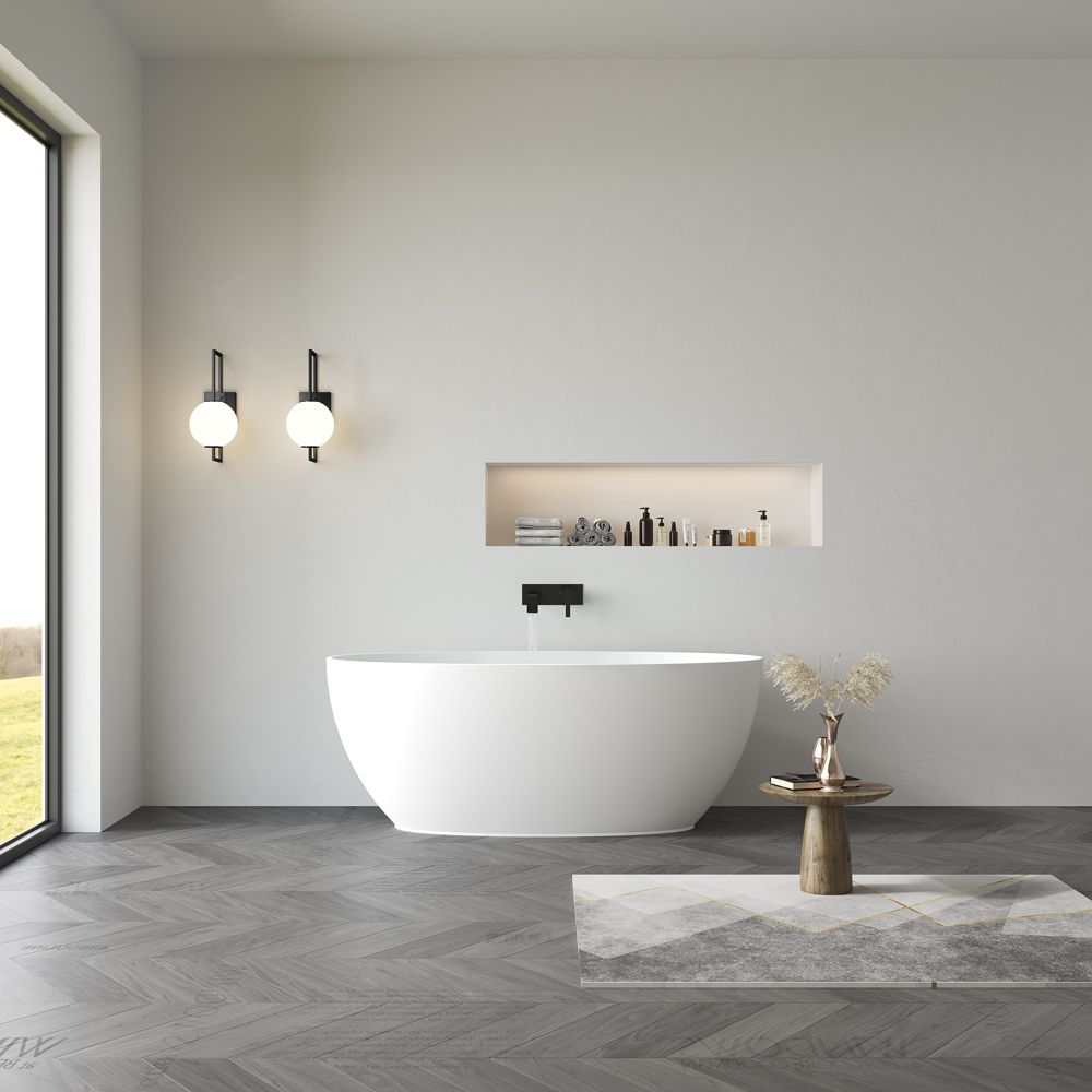 KT-8121 Olive Shaped Eco-friendly Solid Surface Soaking Tub