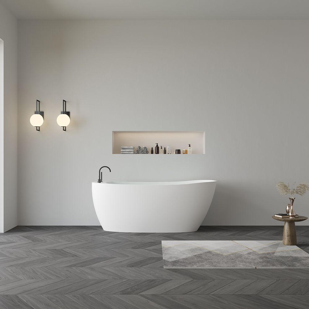 KT-8126 Modern Freestanding Resin Stone Soaking Tub with Shower