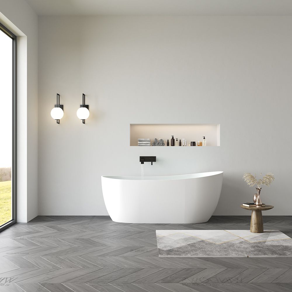 KT-8207 Stand Alone Bathtubs Solid Surface Freestanding Soaking Tub