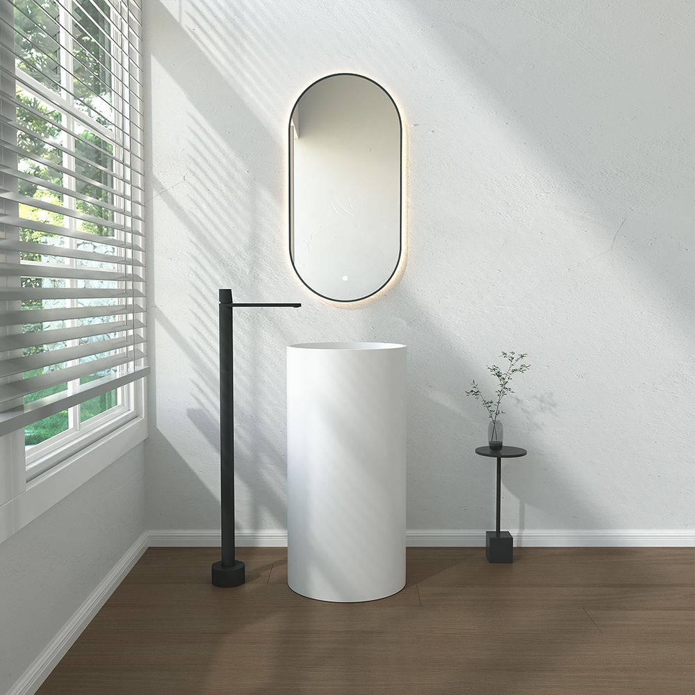 KT-6106 Resin Stone Cylinder Sink Circle Free Standing Basin