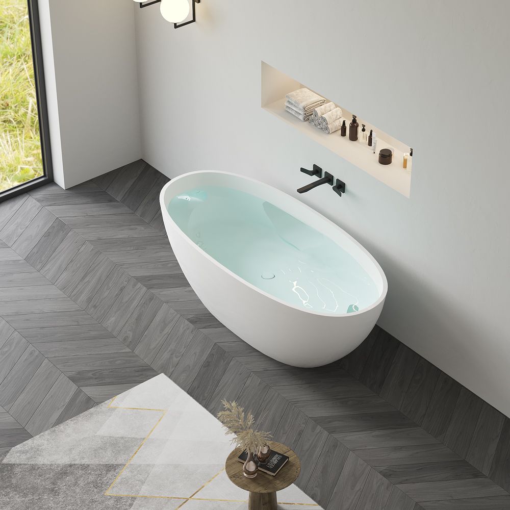 KT-8101 Oval Shape Solid Surface Matt White Freestanding Bathtub