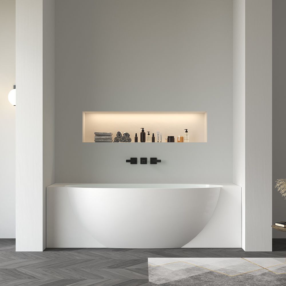 KT-8123 Stone Resin Back to Wall Bath Freestanding Alcove Bathtubs